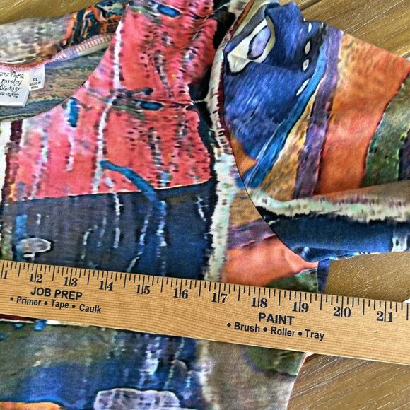 Parsley & Sage Top PL Petite Large Geometric Art to Wear Boho Beach Shirt PL - Picture 9 of 12